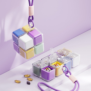 Caja de Almacenamiento de Medicamentos Magic Cube de 8 Compartimentos, Sellada, a Prueba de Humedad, Esencial para Viajes, con Cuerda para Colgar, Solución de Almacenamiento - Product Image 1