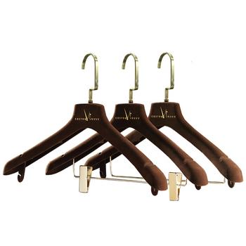 Mans Luxury Suit Pants Velvet Custom logo Hangers with Clip