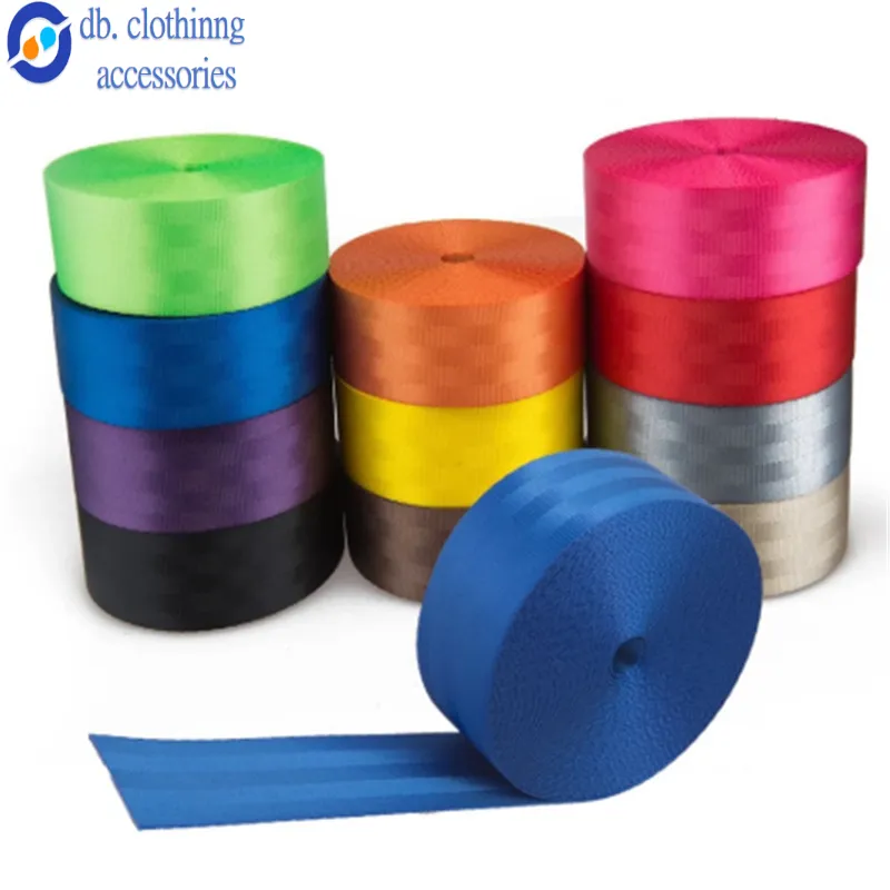 Nhà Sản Xuất Nhiều Màu Sắc Webbings Dây Đeo Dây An Toàn Vải An Toàn Xe Hơi Thắt Lưng Ghế Nylon Polyester Vải