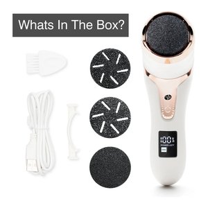 Lima Eléctrica para Pies Go Smooth, Color Blanco y Oro Rosa, Recargable por USB, con Pantalla, Pedi5 - Product Image 3