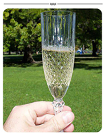 6 Oz Flûtes à vin en plastique transparent Verres à champagne Tasses à cocktail en plastique réutilisables pour la maison Vie quotidienne Fête Anniversaire Mariage