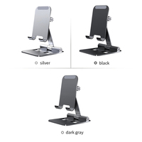 Support de téléphone en aluminium réglable à 360 degrés avec logo personnalisé, support de tablette flexible pliable en métal à 360 degrés pour une utilisation sur le bureau, emballage en boîte