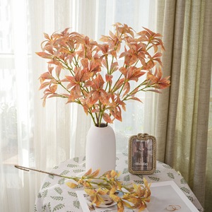 Fleur artificielle CallaFloral, branche unique, rouge clair, vert automnal, décoration de mariage, style INS, plante artisanale - Product Image 1