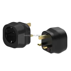 Power Safety SGS UKCA 2 Pin to 3 Pin Plug Standard BS 5733 EU to UK Self-Locking Fixed Travel Adapter With 13A Fuse