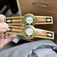Impression personnalisée, bande de cigare en papier sans colle, étiquette personnalisée, estampage à chaud, feuille d'or, bande de cigare gaufrée