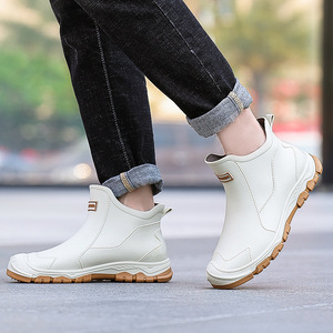 Bottes de pluie noires tendance pour hommes, à tige courte, pour l'extérieur, bottes en caoutchouc imperméables urbaines, <span class=keywords><strong>chaussures</strong></span> antidérapantes pour la marche, <span class=keywords><strong>chaussures</strong></span> en caoutchouc kaki - Product Image 4