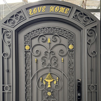 Porte d'entrée moderne en fer forgé à la main, style méditerranéen, pour villa, à simple battant, double face, anti-effraction
