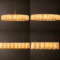 Lustre moderne en marbre réglable en hauteur, lampe en albâtre pour salle à manger, salon, îlot de cuisine