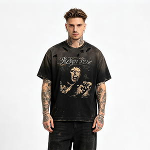 Camisetas Oversize Personalizadas <span class=keywords><strong>de</strong></span> Algodón 100% Ecológico y Transpirable con Gráfico Vintage <span class=keywords><strong>de</strong></span> Vampiro con Manchas <span class=keywords><strong>de</strong></span> <span class=keywords><strong>Sangre</strong></span> Estilo Hip Hop para Hombre y Mujer - Product Image 1