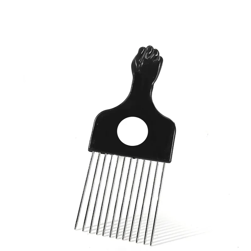 Grosir sisir rambut pria bergigi lebar plastik logo kustom Afro tusuk Afrika