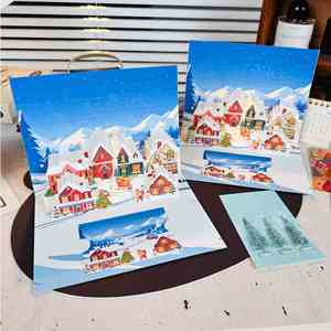 Tarjeta de Regalo Navideña Pequeña de Papel Especial con Luces y Diseño 3D Musical Pop-Up de Estilo Real Europeo - Product Image 3