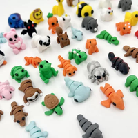 Décoration de micro-paysage anti-stress, figurines d'animaux imprimées en 3D, jouets souples et mignons pour enfants, souvenirs de zoo de dessin animé