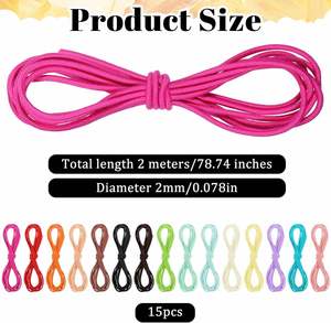 Cordón de Macramé Elástico de 2 mm, Longitud Personalizable, Alta Tenacidad, para Zapatos, Prendas, Abalorios, Costura, Joyería, Manualidades - Product Image 2