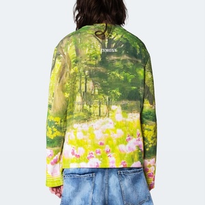 Manches longues raglan en tricot gaufré 100 % coton personnalisées avec impression graphique de haute qualité - Product Image 2