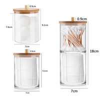 Boîte de rangement portable et écologique en plastique pour cosmétiques, distributeur de cotons-tiges et de tampons avec couvercles en bois