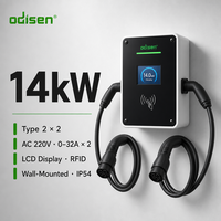 Nouveau chargeur EV AC 7kW 14kW Type 2 32A double prise sur pied IP54 EVSE monophasé pour maison et parking UE