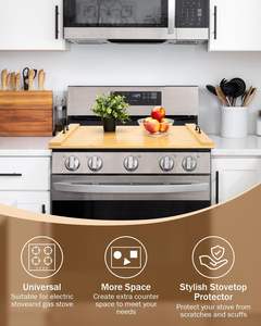 Planche à découper avec couvercle de cuisinière en bambou avec poignées - 30 x 22 pouces, <span class=keywords><strong>protection</strong></span> multifonctionnelle pour cuisinières électriques et à gaz, comptoir de camping-car - Product Image 2