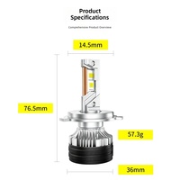 Ampoule de phare LED haute puissance Baison, refroidissement par ventilateur, compatible Canbus, Plug & Play, DC 9V-32V, 6000K-6500K, éclairage avant automobile