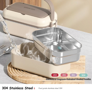 קופסת אוכל מנירוסטה עם תאים, עמידה בפני דליפות ומתאימה למיקרוגל, לעובדי משרד וסטודנטים - Product Image 5