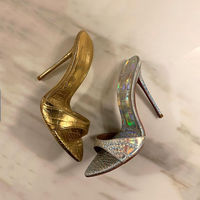 Mules à talons très hauts et bout pointu pour femmes, motif croco, couleur et étiquette personnalisables – Grande Vente