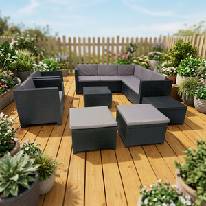 Set di Mobili da Giardino San Andrés in Stile Moderno per Terrazza e Patio, 6 Posti, in Plastica Riciclata Ecologica - Product Image 2