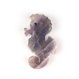 2025 vendita calda naturale guarigione pietre di cristallo arcobaleno Fluorite ippocampo intaglio per la decorazione regalo intaglio artigianato - Product Image 1