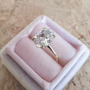 K jóias de ouro rosa 8 10x11mm oval cut cor d vvs moissanite mulheres anéis de casamento de ouro de noivado