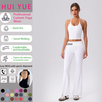 Conjunto de Pantalones de Yoga Flare de 2 Piezas, Top Halter, Cintura Alta, Corte Campana, Control de Abdomen, Ropa Deportiva Elástica para Pilates y Clases de Baile