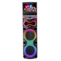P-21204 Enceinte de karaoké intelligente Android 12 100W RMS Double Woofer 12'' + Tweeter Écran tactile 15,4'' 2 micros sans fil Lumière LED RGB