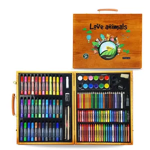 Art Supplies Custom 150 Stuks Art Set Kleurpotloden Olie Pastel Marker Kleurpotlood Tekening Set Met Houten Geval Schilderij Set voor Kinderen