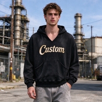 Sweat à capuche vintage délavé personnalisé avec logo pour homme, en coton, coupe oversize, poche kangourou, style streetwear, vente en gros OEM