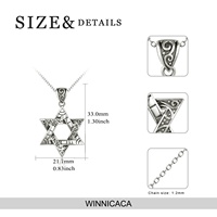 Collier pendentif étoile à six branches hexagramme en argent sterling 925, bijoux fins