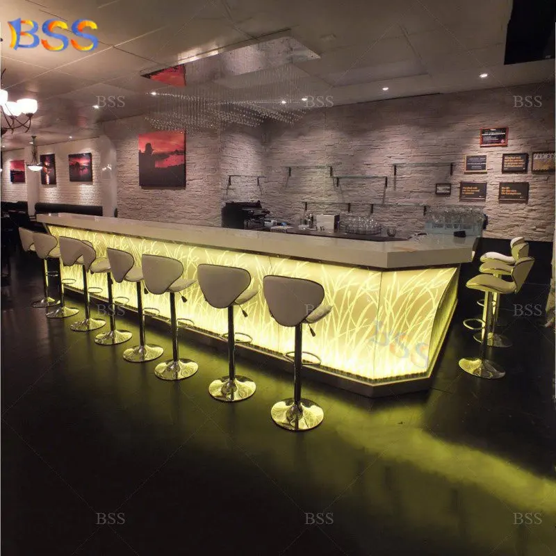 Restaurant Design Bar Counter Modern Contemporary L Shaped Led Coffee Bar Counter
