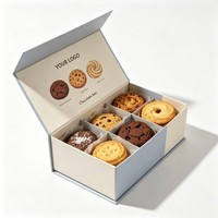 Boîte à biscuits rigide en carton de haute qualité avec séparateur, boîtes à snacks de qualité alimentaire, boîtes à donuts, macarons, boîte en papier avec séparateur