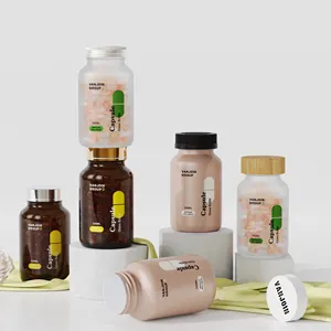 health care amber glass vitamin packaging container capsules health care oil bottle Pill Packaging Bottle