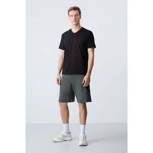 Shorts basiques pour hommes en coton kaki, épais, doux et texturés, coupe standard - 81281 - Kaki - Product Image 3