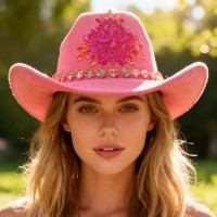 Chapeau de cowboy bohème blanc en gros avec perles et strass, franges, pour enterrement de vie de jeune fille, mariage, chapeaux de fête personnalisés pour femmes
