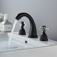 Robinet de lavabo de salle de bain de luxe moderne italien à finition polie, mitigeur eau chaude et froide à double poignée, à poser sur le comptoir, pour meuble sous-vasque