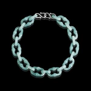 กำไลหยกแท้ธรรมชาติแบบ Cuban Chain สไตล์ฮิปฮอป  เทรนด์แฟชั่น  กำไลหยกถักเชือก  ขายส่ง C180 - Product Image 1
