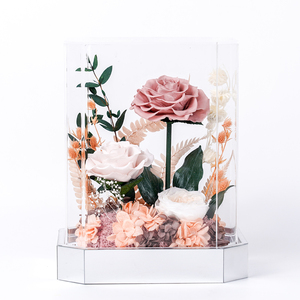 Vente directe d'usine, rose éternelle couleur cappuccino, cadeaux en boîte acrylique pour la fête <span class=keywords><strong>des</strong></span> mères, la Saint-Valentin - Product Image 1