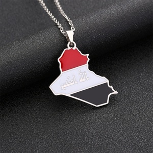 New Iraq Map <b>Necklace</b> <b>Men</b> Women Stainless Steel Map Pendant Enamel Gold Plating Customized National Map <b>Necklace</b> - Product Image 3