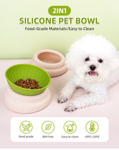 2025 nuovo arrivo 2 in 1 Silicone pieghevole portatile 1 ciotola per cani da compagnia per acqua e cibo - Product Image 2