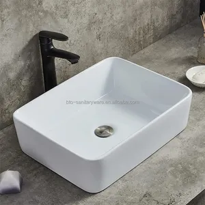 BTO vente directe d'usine moderne Lavabo comptoir de salle de bain rectangulaire bassin en céramique évier de navire de salle de bain - Product Image 1