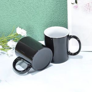 Taza de cerámica de flor negra de 11oz hecha a mano, vaso de papel de endorfina nórdica de sublimación especialmente suministrado transfronterizo, transferencia de calor - Product Image 1