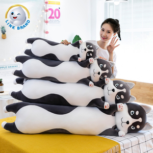 LK Design personnalisé nouvelle mode 70/90/110/130/150cm noir et blanc super doux Long oreiller <span class=keywords><strong>Husky</strong></span> chien jouets en peluche - Product Image 3