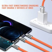 120W 6A 3-en-1 Super Charge Rapide Type C Câble Multi-USB Port Téléphone Chargeur En Alliage De Zinc Données USB Cordon De Charge pour Téléphone Câble