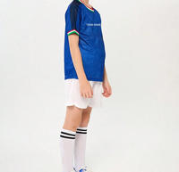 Grosir set Jersey sepak bola warna putih biru kualitas tinggi kustom 100% poliester sublimasi Retro Jersey sepak bola dewasa
