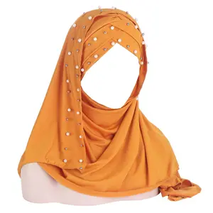 Wholesale Muslimsoft Milk Fabric Turbans Long Hijable Shawls Headscarf Prayer Jersey Hijab