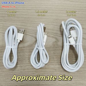 Câble de données USB A vers <span class=keywords><strong>iPhone</strong></span>, blanc tressé, <span class=keywords><strong>charge</strong></span> <span class=keywords><strong>rapide</strong></span>, vente en gros, directement de l'usine, faible MOQ, pour <span class=keywords><strong>iPhone</strong></span> 5-14 et iPad - Product Image 4