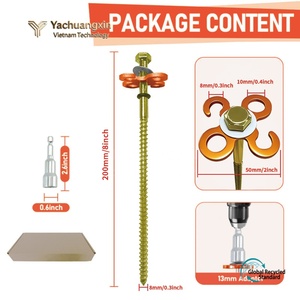 <b>Red</b> Metal <b>Tent</b> Pegs 9-Shaped Guyline Buckle Outdoor Camping Wind Rope Adjuster All Seasons Use - Product Image 3